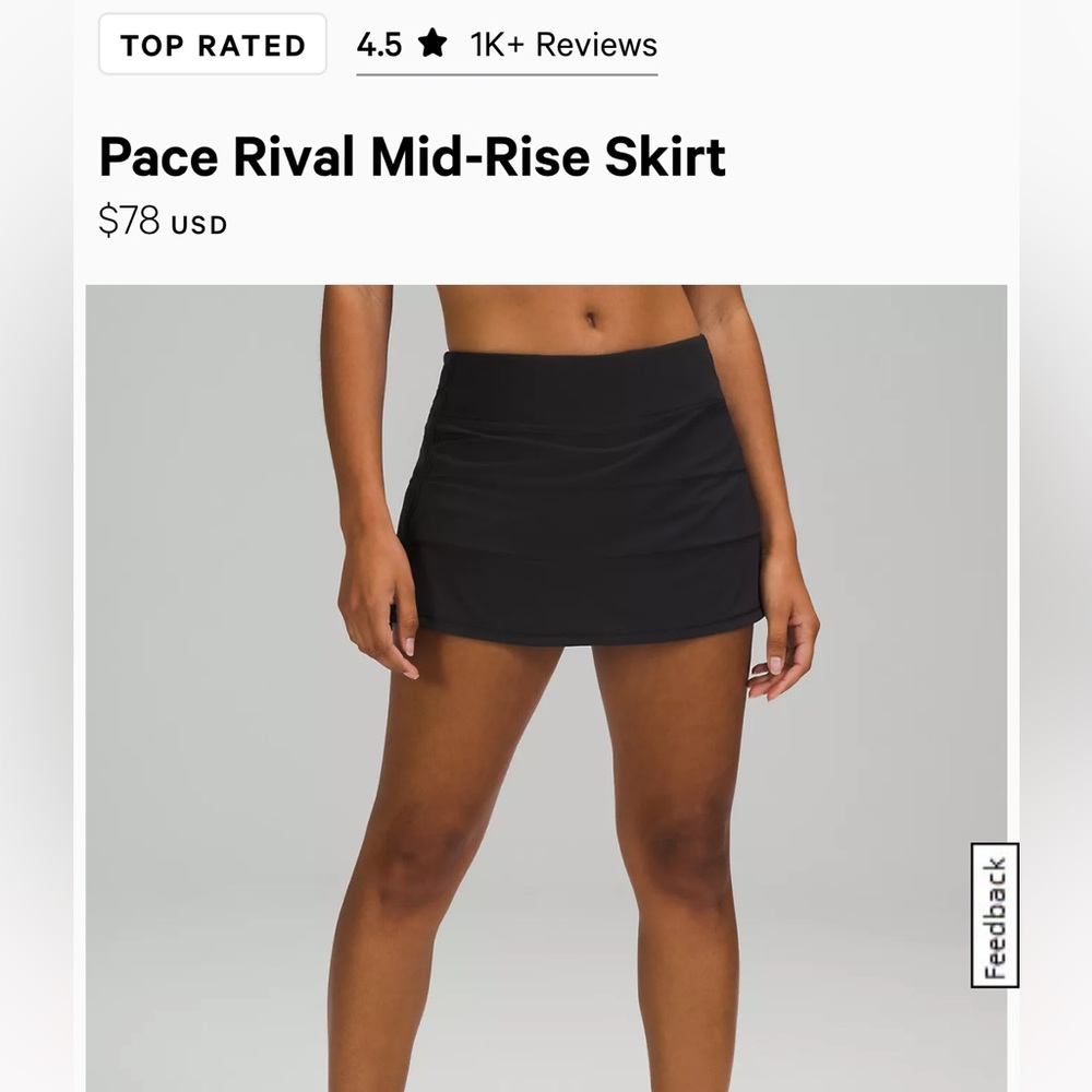 Lululemon Pace Rival Skirt in black